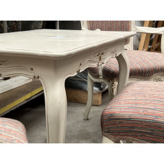 2 Stk. Vintage Sessel + Hocker mit Tisch