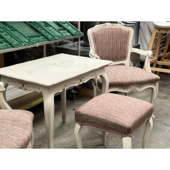 2 Stk. Vintage Sessel + Hocker mit Tisch