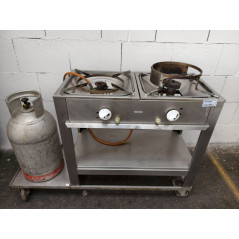 Gasherd 2-flammig mt Gasflasche, rollbar